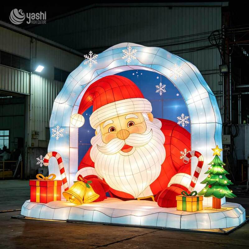 One‑Stop Holiday Lighting Solution Giant Santa Claus Landmark Lantern Customization And Installation Service For Theme Parks
