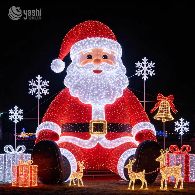 One‑Stop Holiday Lighting Solution Giant Santa Claus Landmark Lantern Customization And Installation Service For Theme Parks