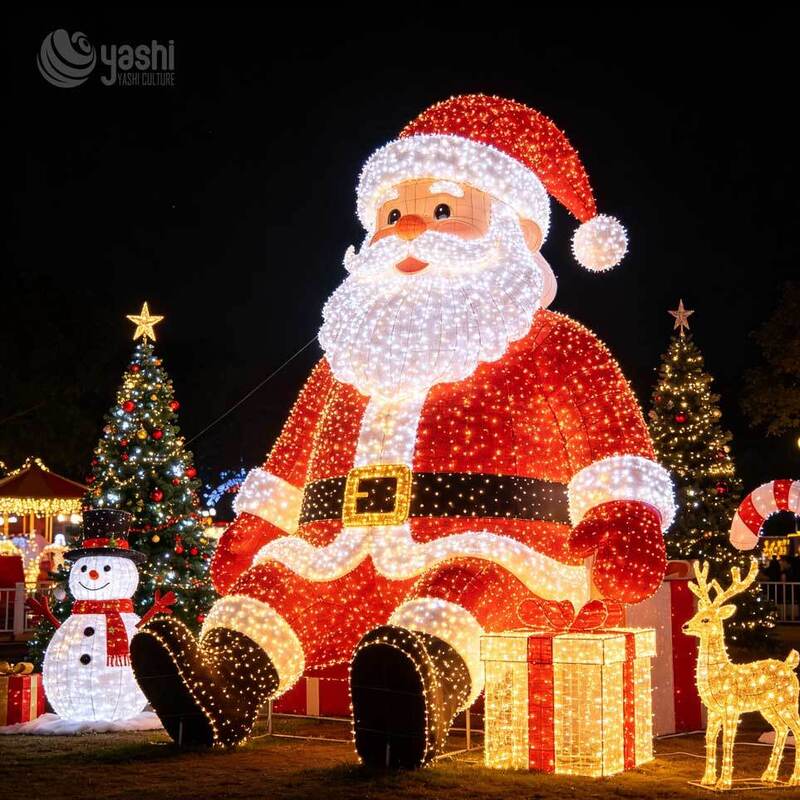 Custom Giant Sitting Santa Claus Sculpture Outdoor Photo Display For Theme Park And Scenic Spot Christmas Decoration