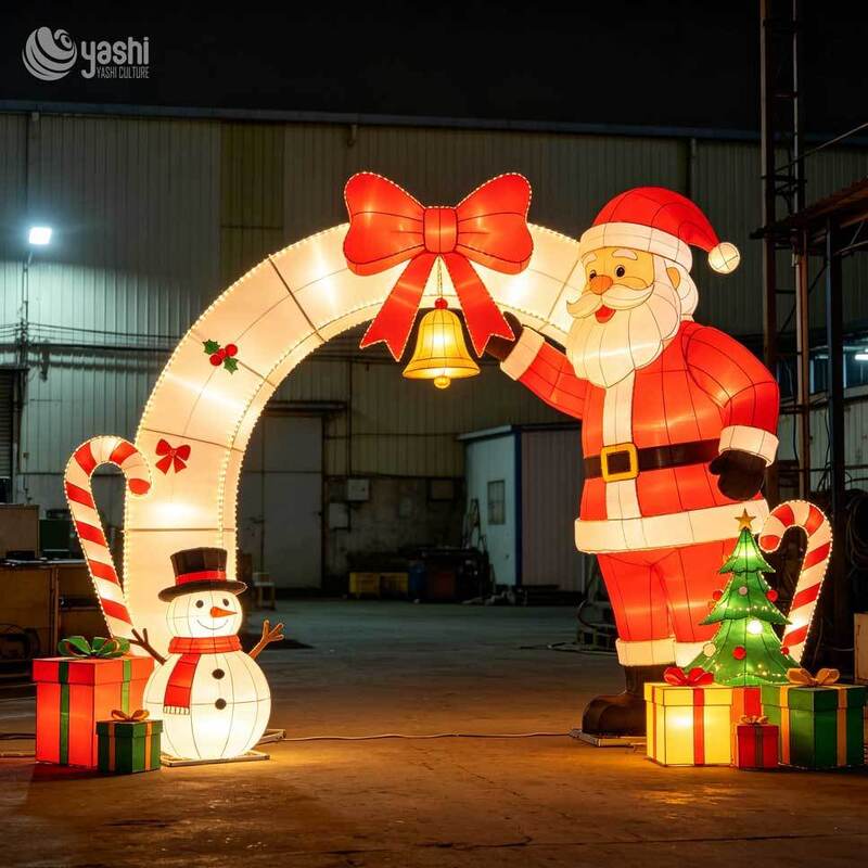 Custom Giant Santa Claus Arch Festival Lantern For Theme Parks Shopping Malls Amusement Parks Outdoor Christmas Decoration