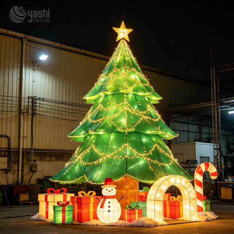 Custom Giant Christmas Tree Lantern Set For Theme Parks Shopping Malls Amusement Parks Outdoor Christmas Decoration Holiday Lighting Solution Installation Design
