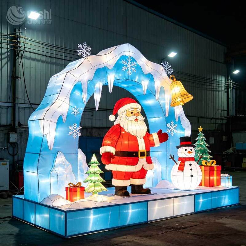 Giant Santa Claus Arch Festival Lantern Outdoor LED Light Sculpture for Shopping Mall Theme Park Christmas Entrance Decoration