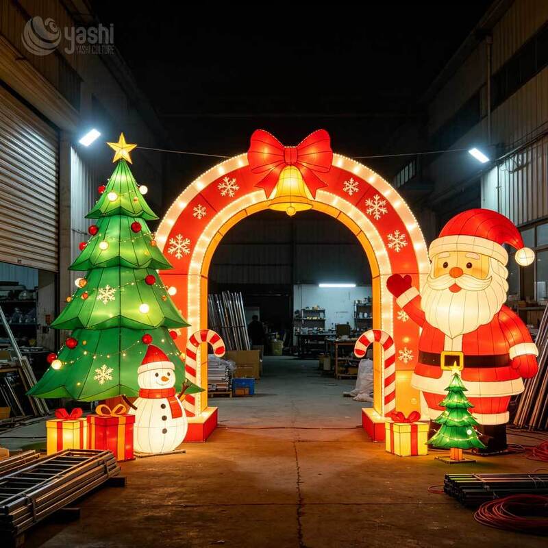 Custom Giant Santa Arch Festival Lantern Turn‑key Lighting Solution Outdoor Christmas Decoration for Theme Park & Shopping Mall Entrance