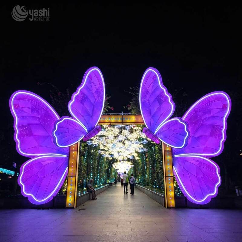 Custom Zigong Butterfly Arch Festival Lantern Outdoor LED Light Sculpture for Park Garden Theme Park Night Tour Festival Decoration