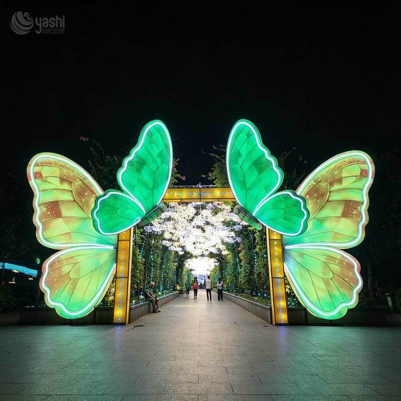 Custom Zigong Butterfly Arch Festival Lantern Outdoor LED Light Sculpture for Park Garden Theme Park Night Tour Festival Decoration
