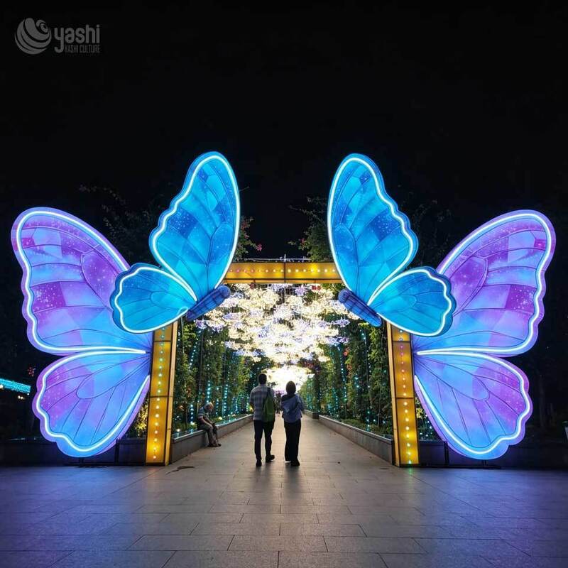 Custom Zigong Butterfly Arch Festival Lantern Outdoor LED Light Sculpture for Park Garden Theme Park Night Tour Festival Decoration