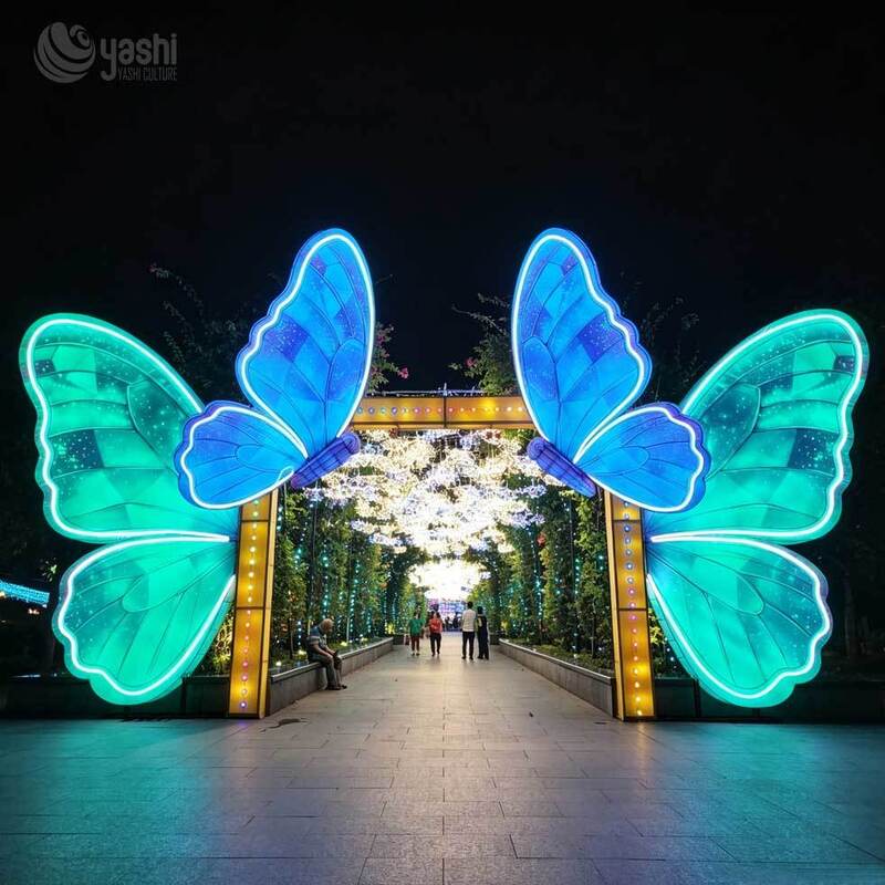 Custom Zigong Butterfly Arch Festival Lantern Outdoor LED Light Sculpture for Park Garden Theme Park Night Tour Festival Decoration