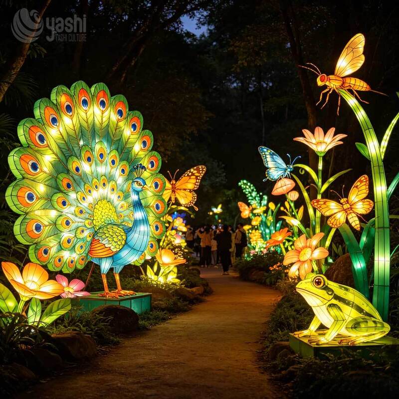 Custom Jungle Animal and Floral Themed Lantern Arch Outdoor LED Light Sculpture for Theme Park Night Tour Festival Entrance Decoration