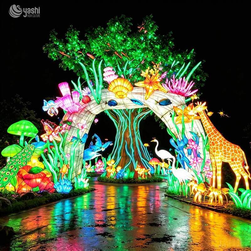 Custom Underwater World Ocean Themed Lantern Arch For Outdoor Theme Park Night Tour Festival Entrance Decoration