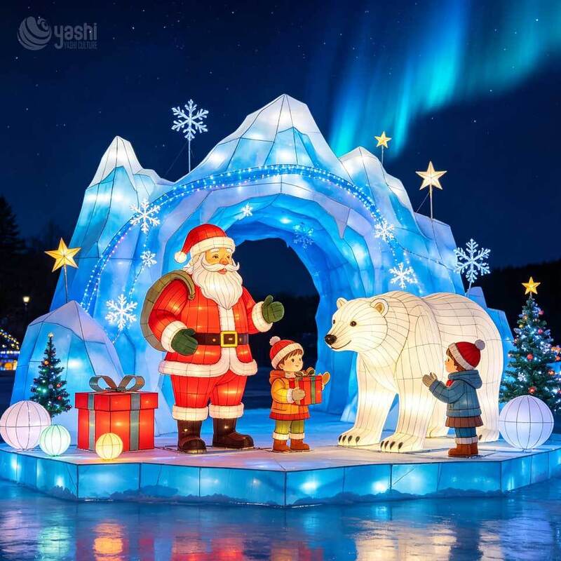 Custom Large Santa Claus Arch Festival Lantern Outdoor Christmas Entrance Decoration for Park Theme Park Custom Turnkey Holiday Lighting Solution
