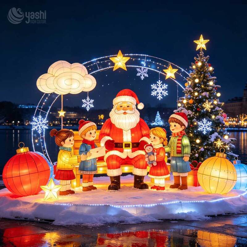 Custom Large Santa Claus Arch Festival Lantern Outdoor Christmas Entrance Decoration for Park Theme Park Custom Turnkey Holiday Lighting Solution