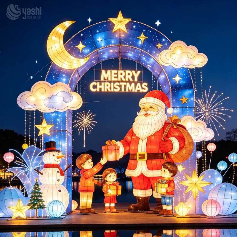 Custom Premium Christmas Snowman Sculpture Lantern, Holiday Decor Lantern for Outdoor Parks Zoos and Theme Parties