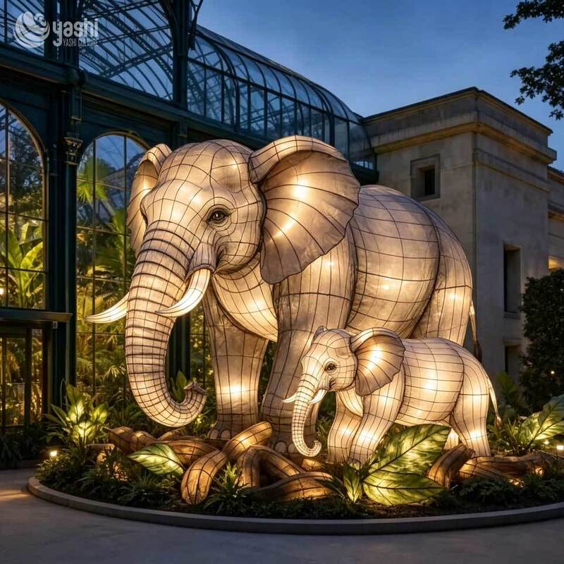 Custom Giraffe Festival Lantern, Large Outdoor Wildlife Light Installation for Zoo and Botanical Garden Night Exhibition