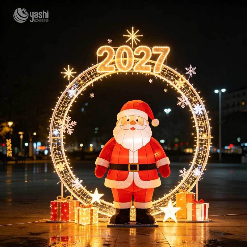 Custom Winter Forest Snowman Mushroom Festival Lantern Outdoor Theme Park Zoo Christmas New Year Decoration
