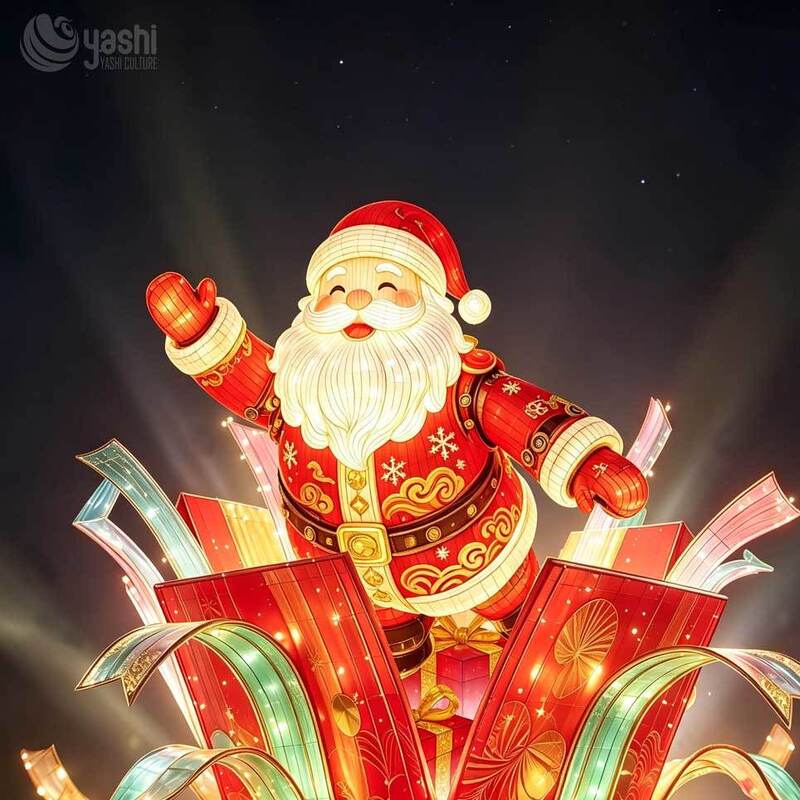 Custom Santa Claus Festival Lantern for Holiday Light Show, Custom Design & Installation Available for Botanical Garden
