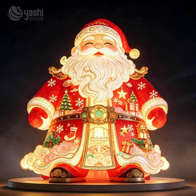Custom Santa Claus Festival Lantern for Holiday Light Show, Custom Design & Installation Available for Botanical Garden