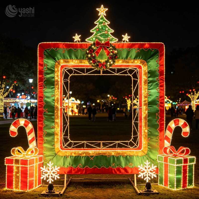 Custom Large Outdoor Christmas Gingerbread House Arch Lantern, Waterproof Festival Light for Park, Mall, Theme Park Holiday Photo Decoration