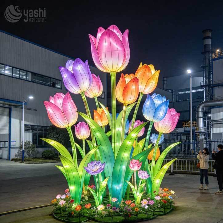 Giant Waterproof Mushroom Festival Lantern, Large LED Mushroom Light Sculpture for Garden Theme Park Holiday Light Show Decoration