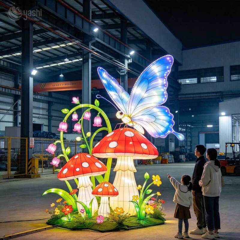 Giant Waterproof Mushroom Festival Lantern, Large LED Mushroom Light Sculpture for Garden Theme Park Holiday Light Show Decoration