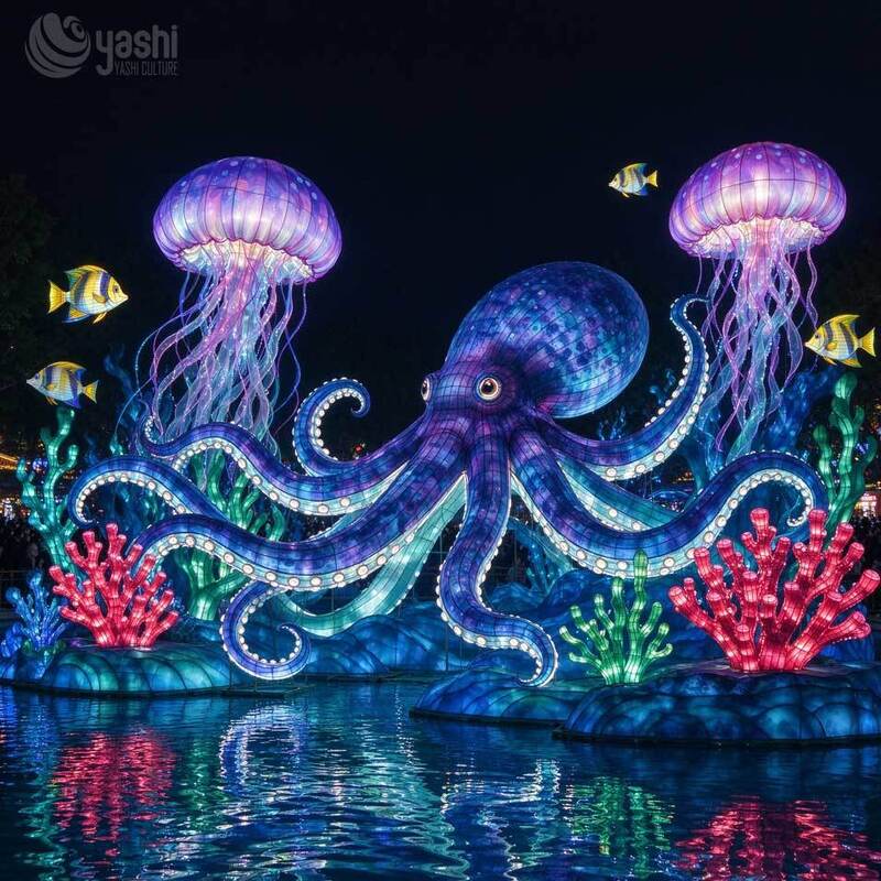 Custom Wildlife LED Festival Lantern, Elephant Giraffe Animal Lantern for Theme Park Night Light Show Decoration