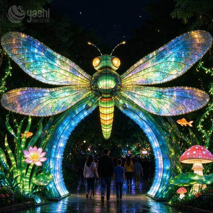 Giant Butterfly Lantern Arch Custom Outdoor LED Festival Light Sculpture for Theme Park and Zoo Entrance