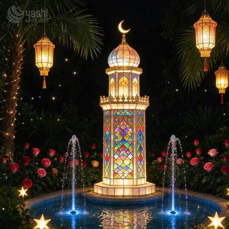Custom Ramadan Eid Crescent Star Festival Lantern Outdoor Islamic Holiday Decoration