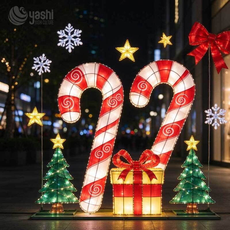 Giant Santa Claus Lantern Christmas Pattern Light 3D Steel Frame Silk Festival Lantern Suitable For City Square Landmark