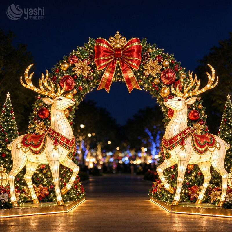 Custom Candy Cane Christmas Arch Festival Lantern, LED Light Sculpture for Outdoor Malls Plazas and Shopping Center Christmas Decorations