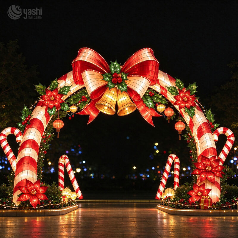 Custom Reindeer Christmas Arch Festival Lantern, Turnkey Lighting Solution, LED Light Sculpture for Outdoor Christmas Decoration