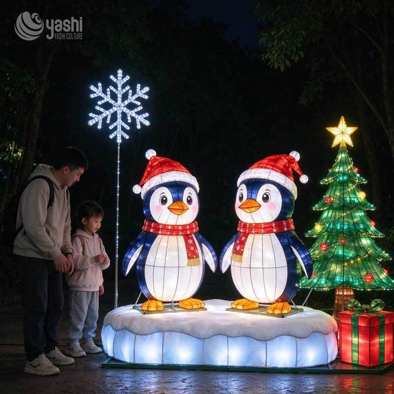 Custom Reindeer Christmas Arch Festival Lantern, Turnkey Lighting Solution, LED Light Sculpture for Outdoor Christmas Decoration