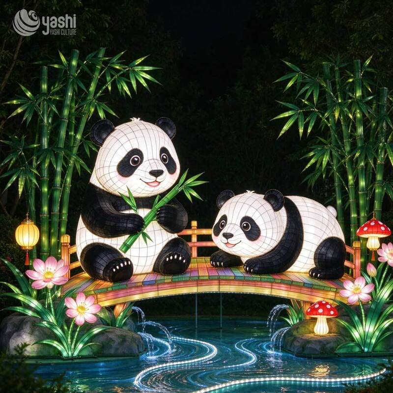 Custom Polar Bear Family Festival Lantern Set, Waterproof LED Arctic Animal Light Sculpture for Zoo and Theme Park Night Exhibition