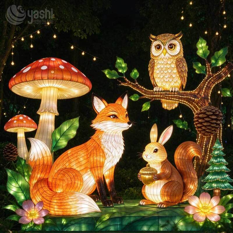 Custom African Savannah Wildlife Festival Lantern Set, Waterproof LED Giraffe Zebra Antelope Light Sculpture for Night Exhibition Lighting in Zoo and Theme Park