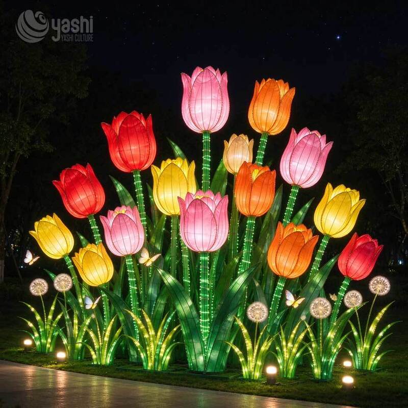 Custom Sunflower Festival Lantern Set, Large LED Flower Light Sculpture, Outdoor Waterproof Decor for Theme Park Night Exhibition