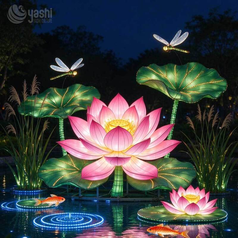 Custom Tulip Festival Lantern Set, Colorful LED Flower Light Sculpture, Outdoor Holiday Lighting Decor for Theme Park Garden Night Exhibition