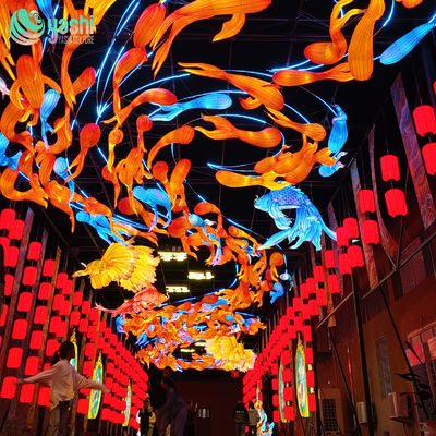 Jiguan Color Fish Leaping Through Lantern Tunnel For Festival Party Atmosphere Decor