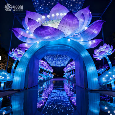 Blue Lotus Landscape Lantern - Customized Outdoor Night Tour Light Show