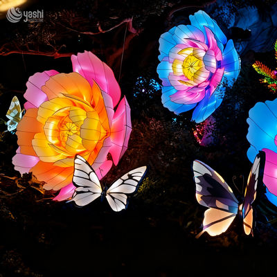LED Peony Lantern Device - Night Garden Colorful Floral Butterfly Light Decoration