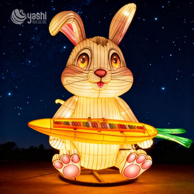 Chinese Festival Lantern Cartoon Animal Rabbit Lantern Outdoor Zoo Park Decoration Lantern