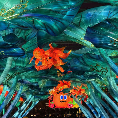 Large Outdoor LED Lotus Lantern Tunnel Sculpture - Holiday Decoration & Photo Spot