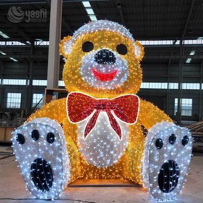 Custom Large LED Teddy Bear Christmas Lantern Sculpture for Zoo Theme Party Decorations