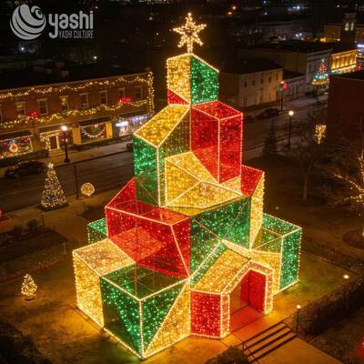 Large LED Cube Christmas Tree Tunnel for Outdoor Commercial Festival Plaza Event Lighting Decor